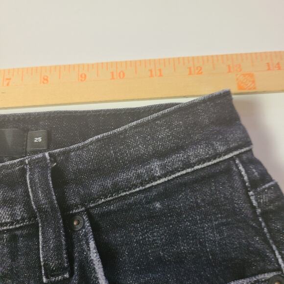 Hudson Jeans Holly High Waist Black Denim Straight Jeans Split Side Slit Size 25 - Picture 7 of 12